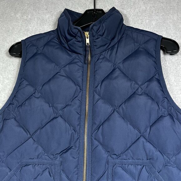 J Crew Vest Womens Small Blue Excursion Puffer Jacket Full Zip Quilted Down - Picture 3 of 11